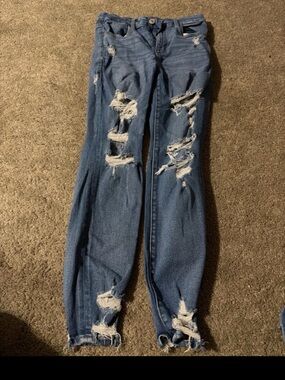American Eagle Outfitters Ripped Blue Skinny Jeans